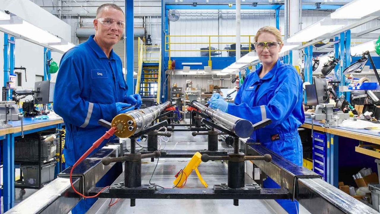 Two people at work