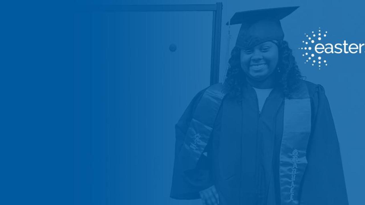 Graduate with logo for easterseals