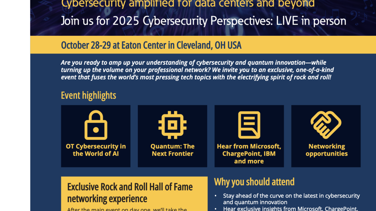 Infographic showing information about Eaton's Rock the Firewall cybersecurity conference