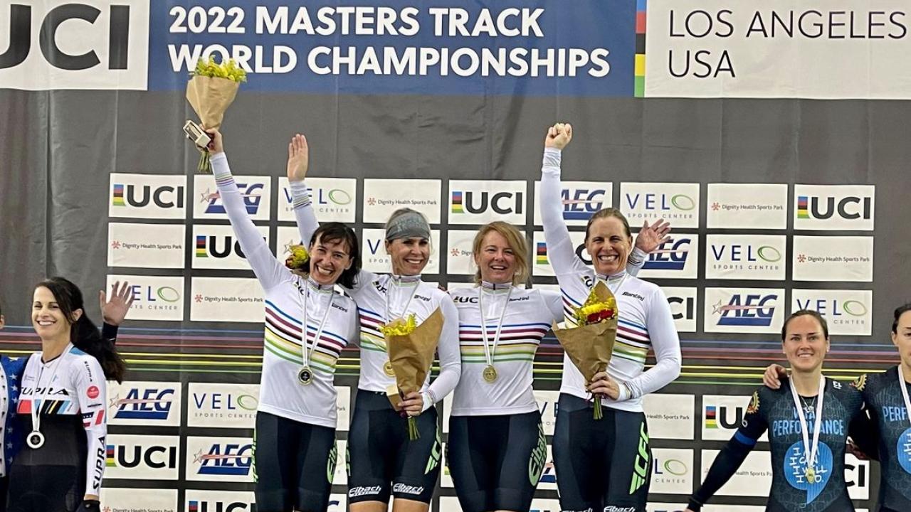 Vikki Appel and team on the winner's podium