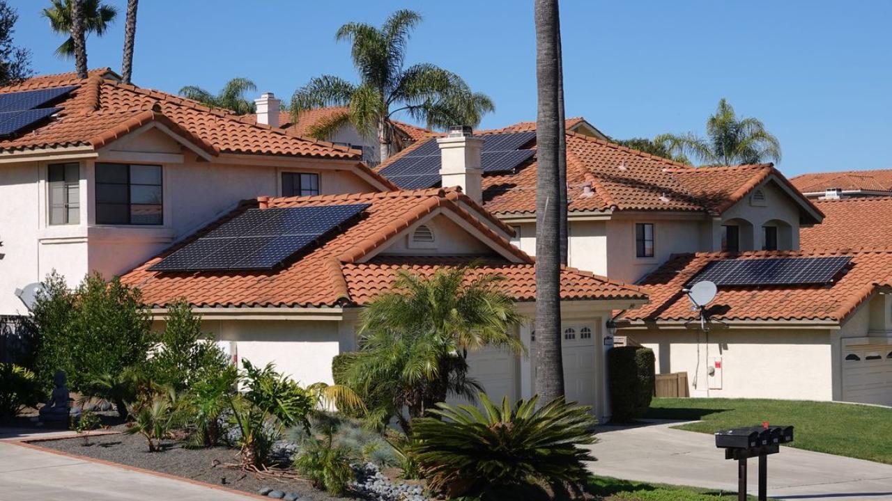 homes with solar panels on roofs