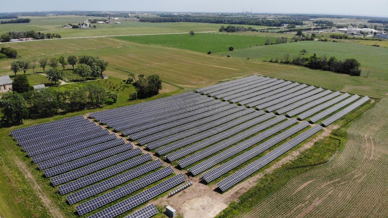 field of solar panels