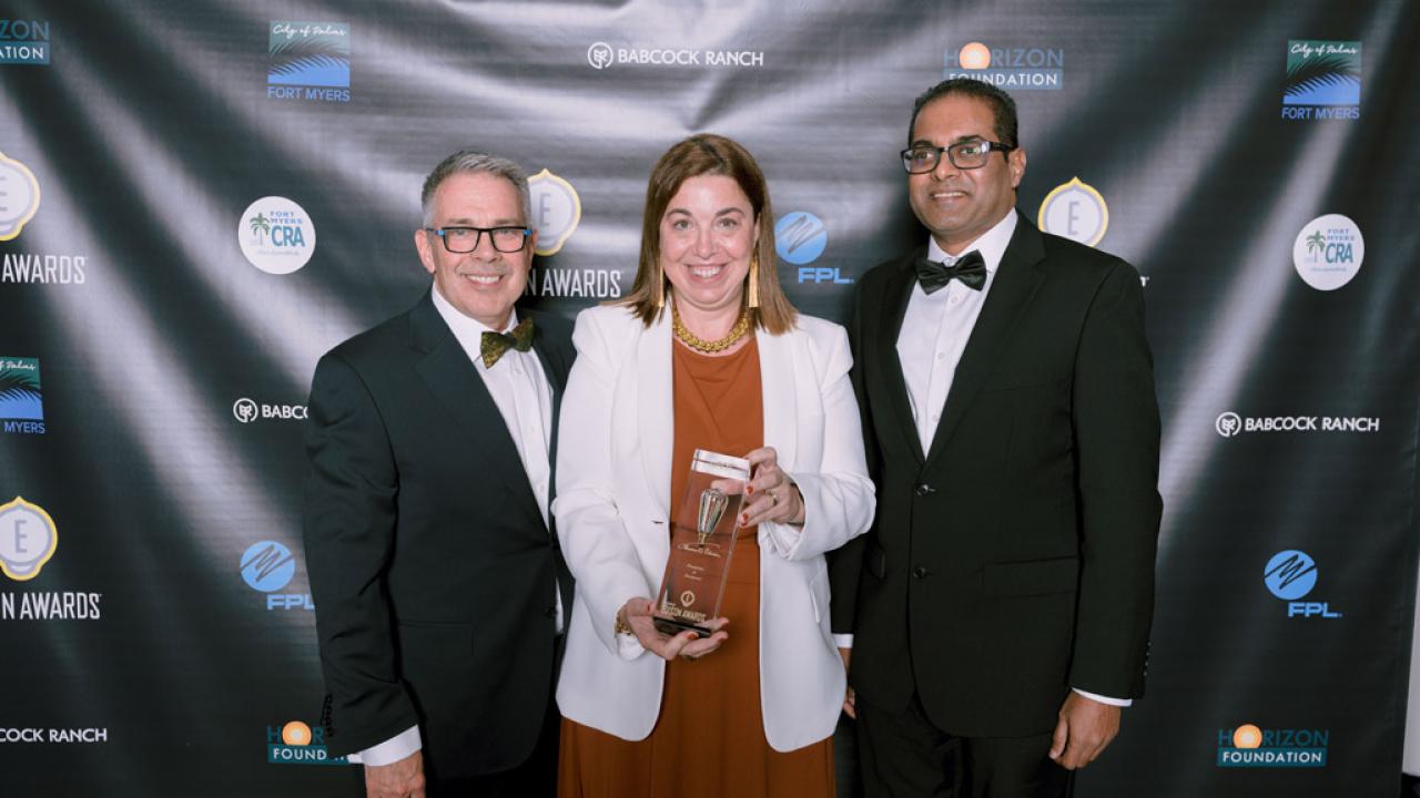 Winners of the Edison Gold Award pose with award