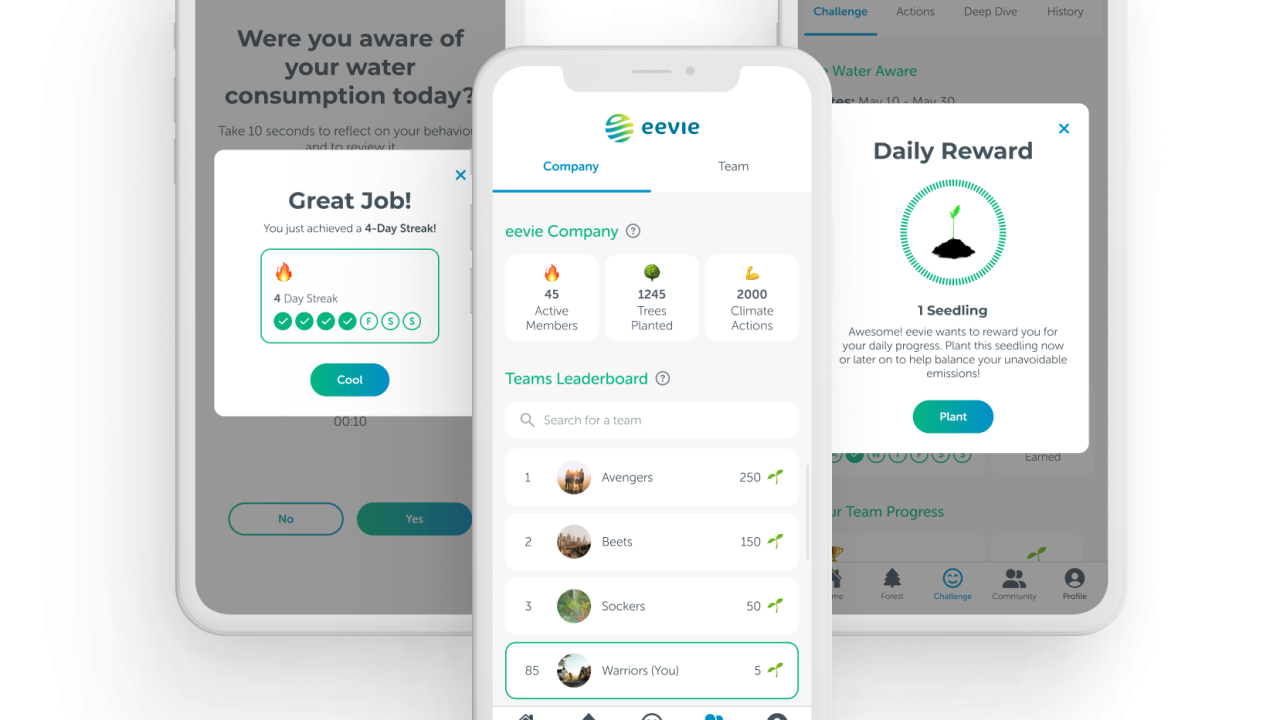 eevie app engagement screens