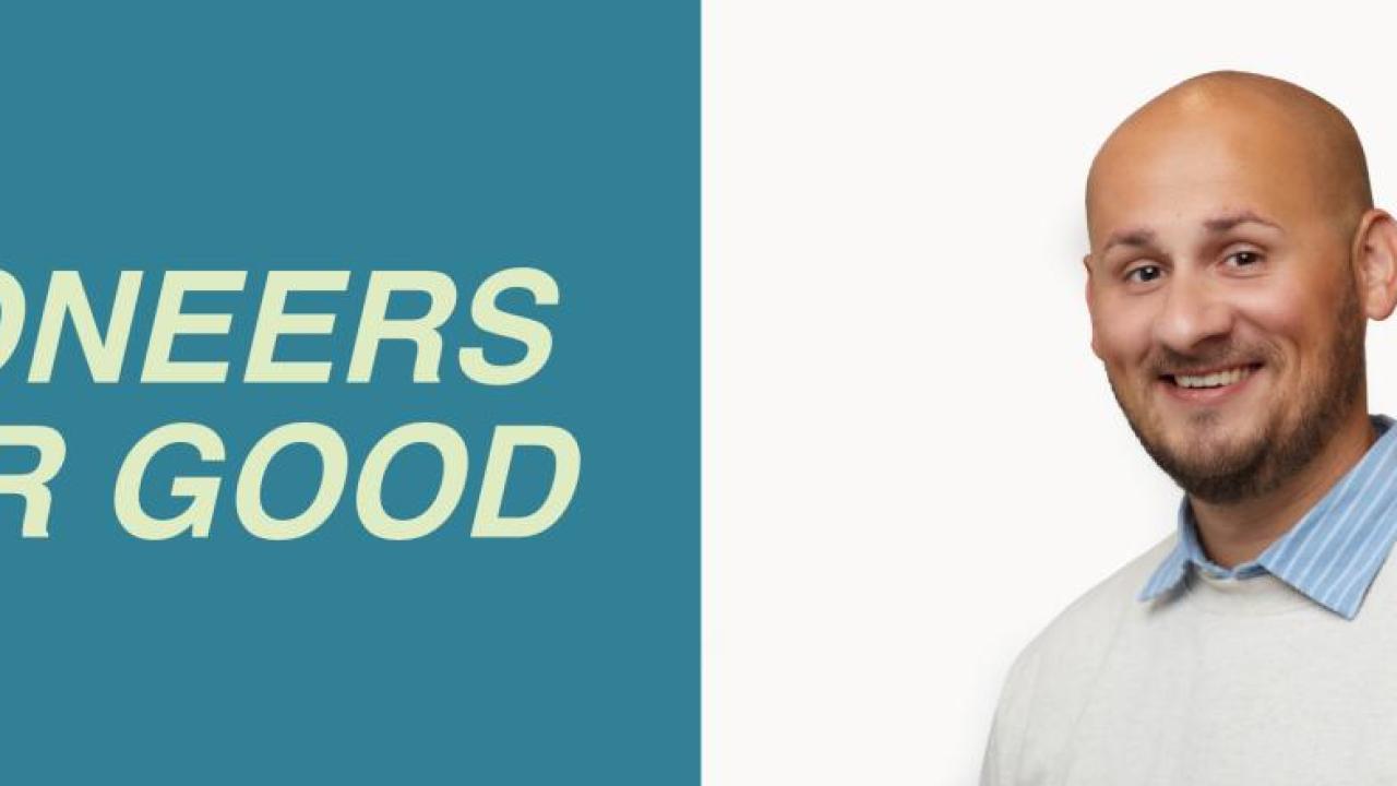 Eric Spanner on the right "Pioneers for Good" on the left.