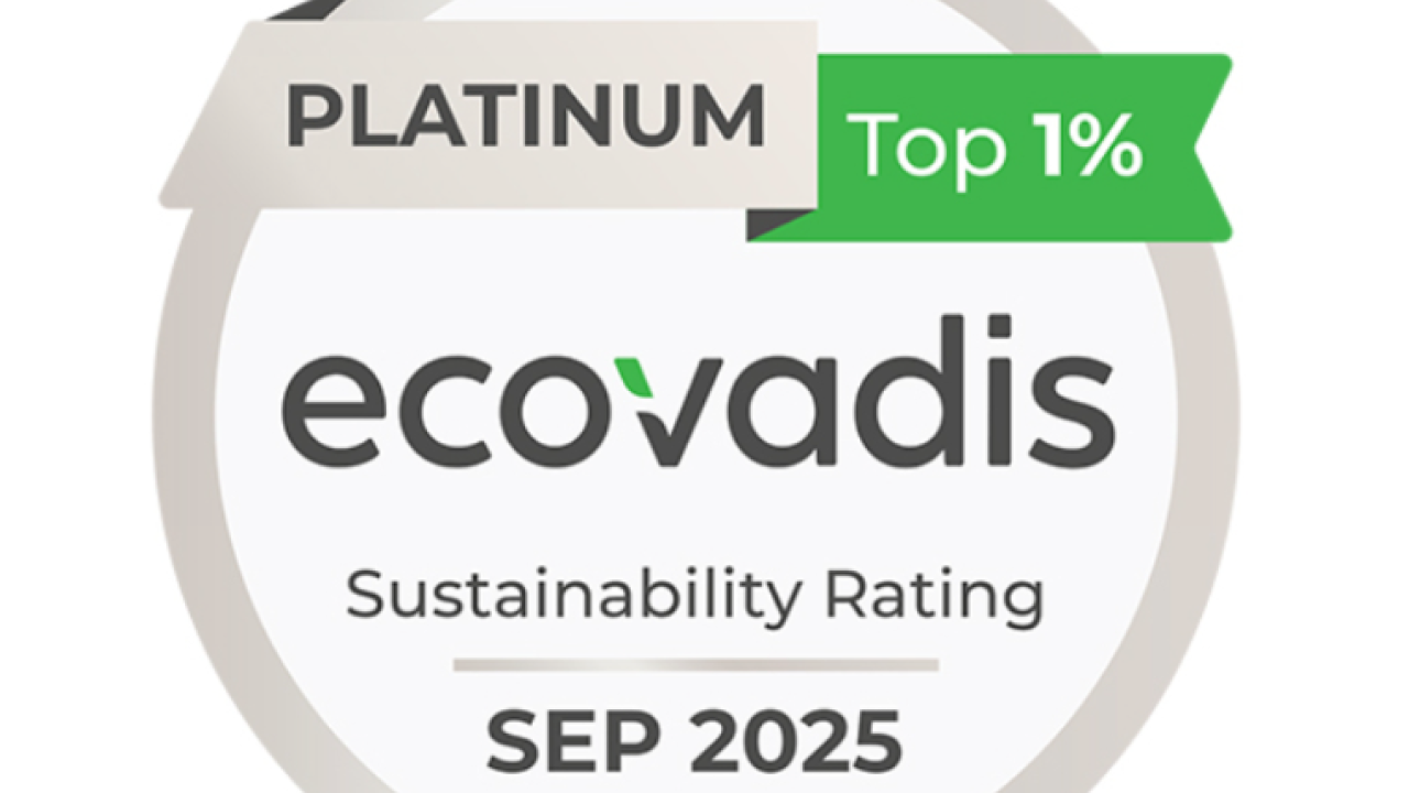 Platinum top 1% ecovadis sustainability rating Sep 2025