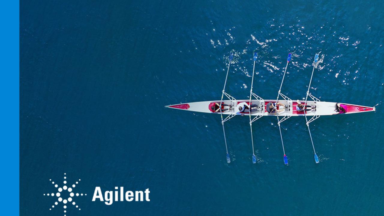 Cover of Agilent's ESG Report, depicting a rowing team from above
