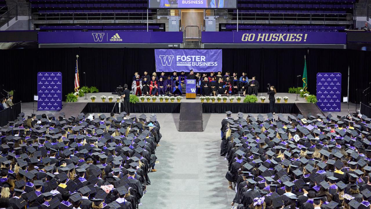 commencement audience and stage