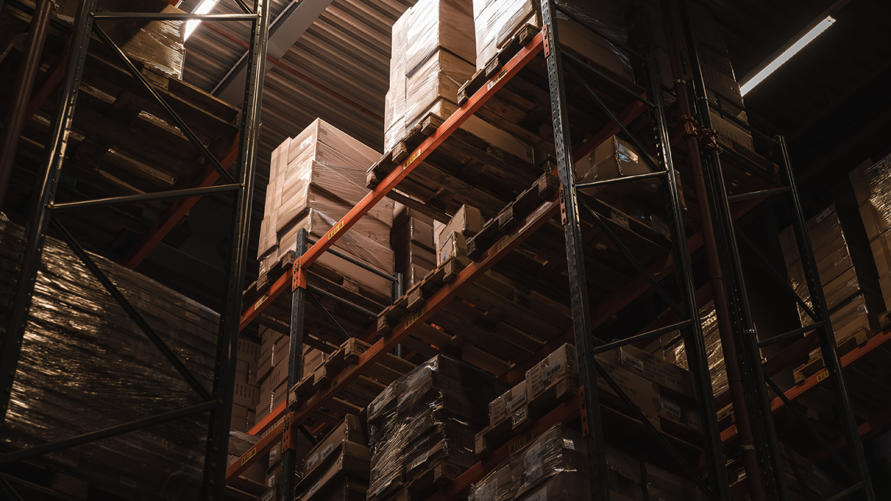 Packaged boxes in warehouse.