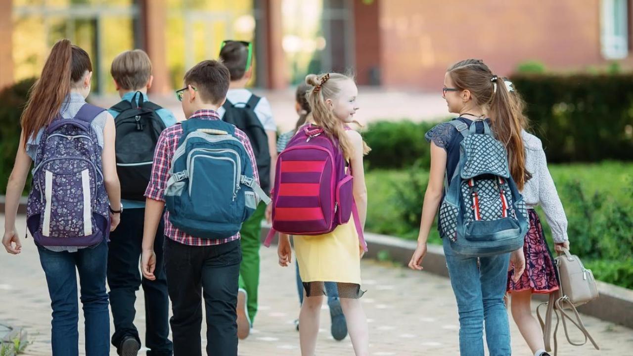 students going to school