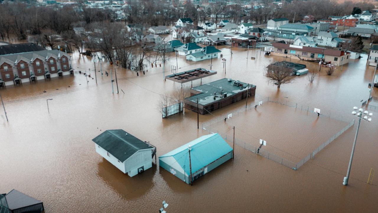 flooded buildings