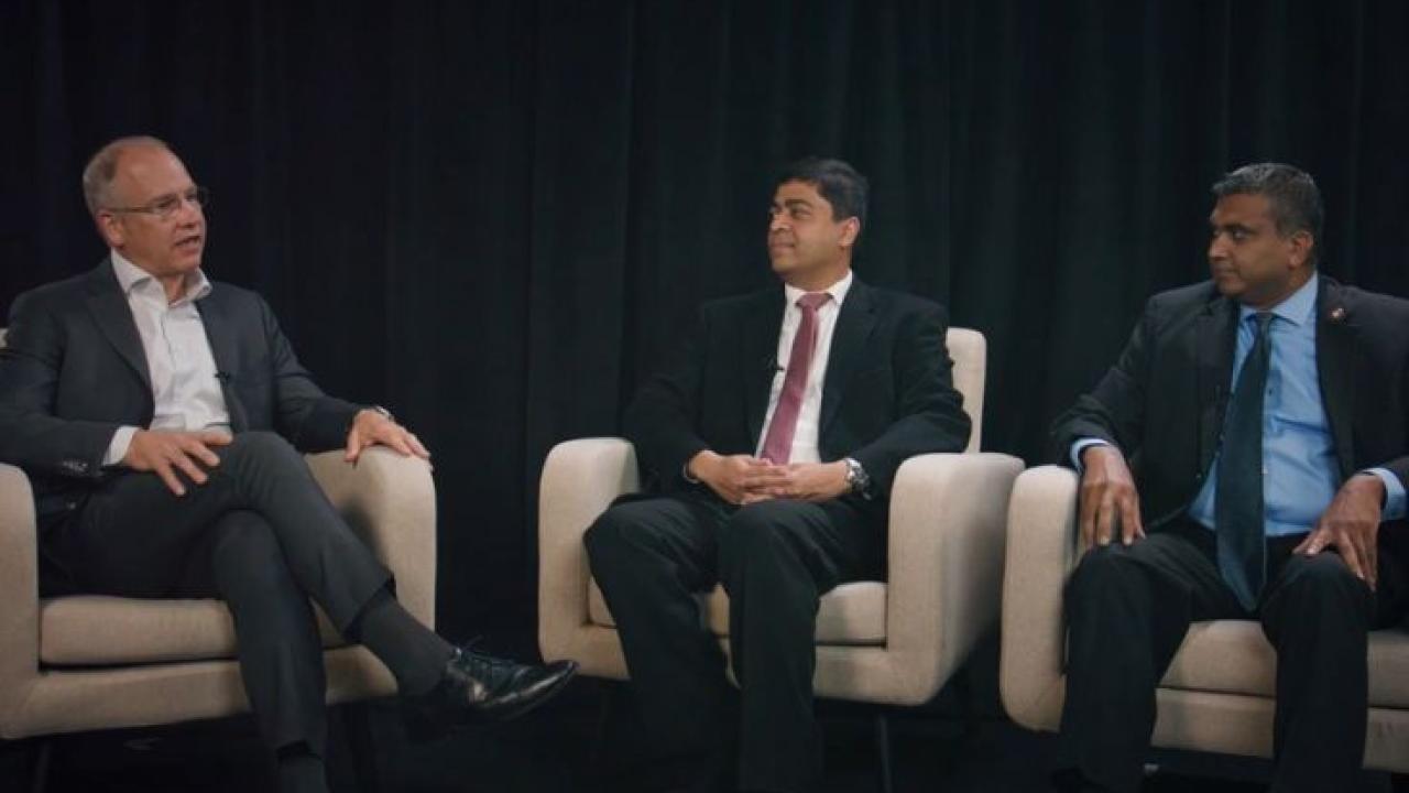 Dr. Phil Febbo, Dr. Vivek Subbiah, and Dr. Prasanth Reddy at ASCO 2023