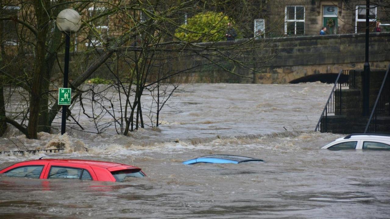 Flooded parking lot