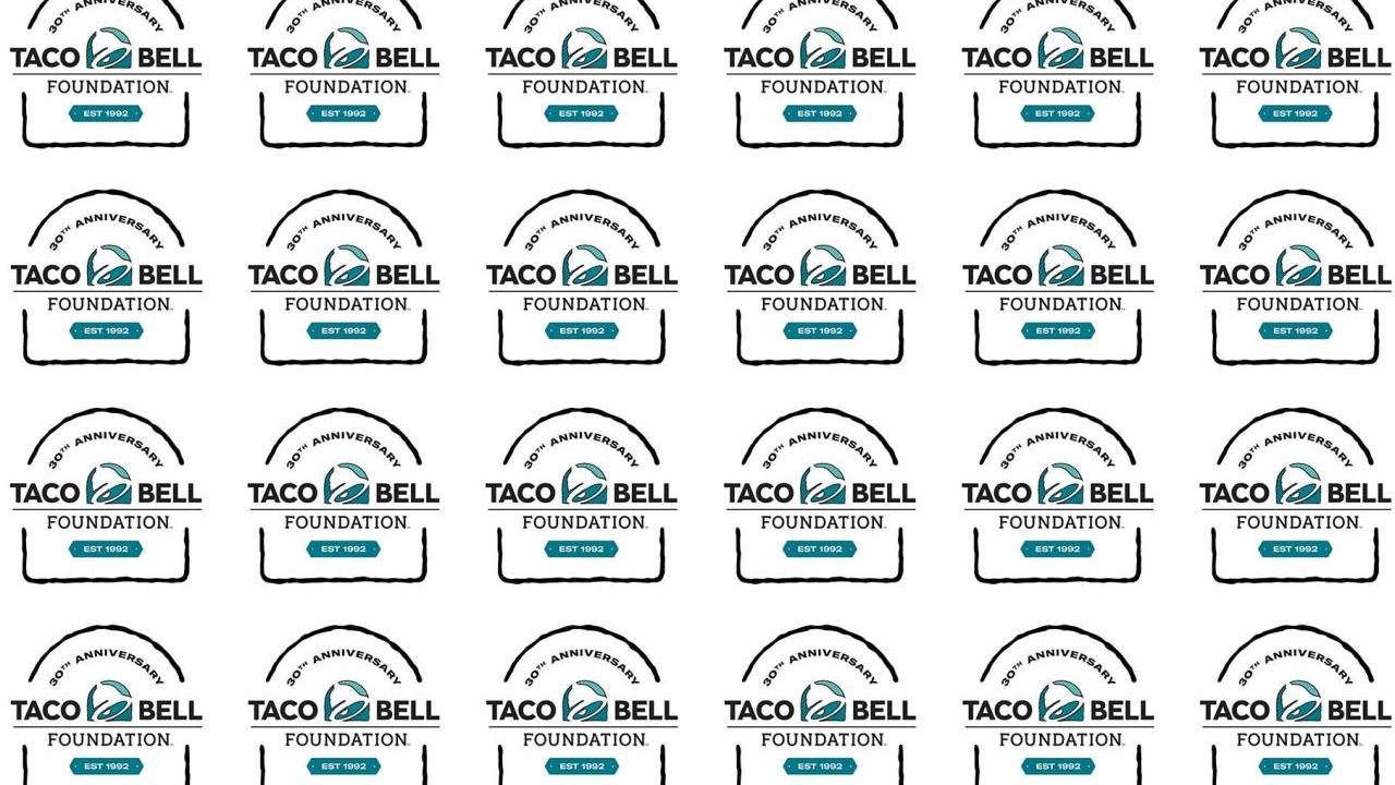repeated logo image of "30th anniversary Taco Bell Foundation"