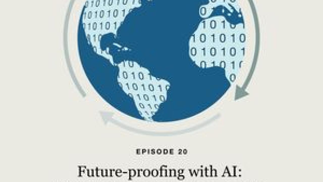 "Future-proofing with AI: the futurist perspective - part 2" with drawing of globe