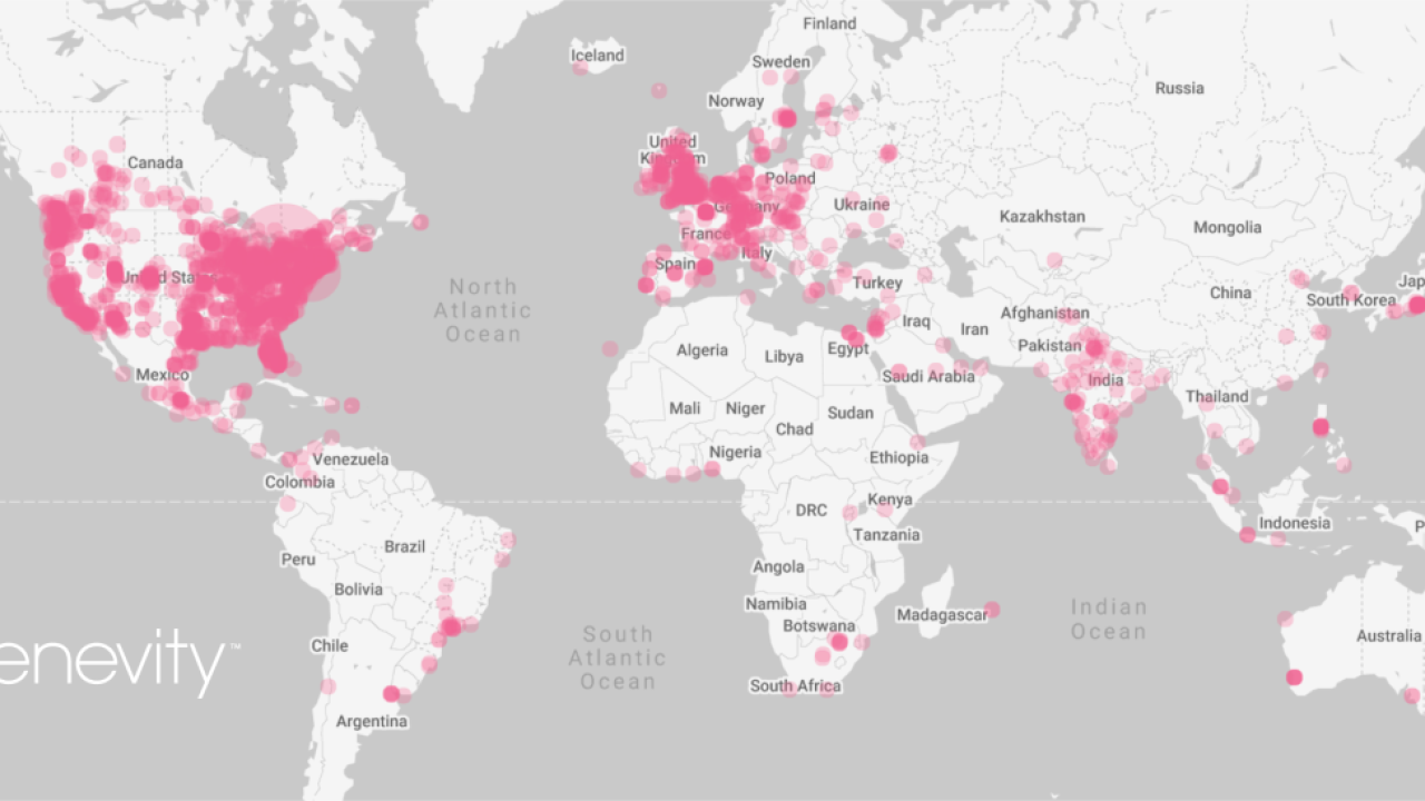 GivingTuesday 2021 - A heatmap of global giving on Benevity's platform