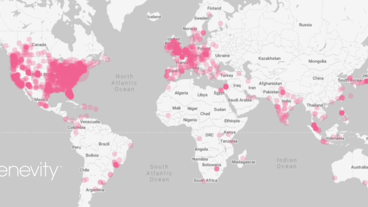 Giving Tuesday 2022 - heatmap of global donations
