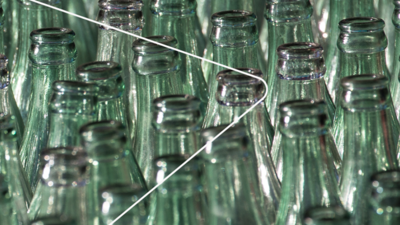 close up of a group of glass bottles