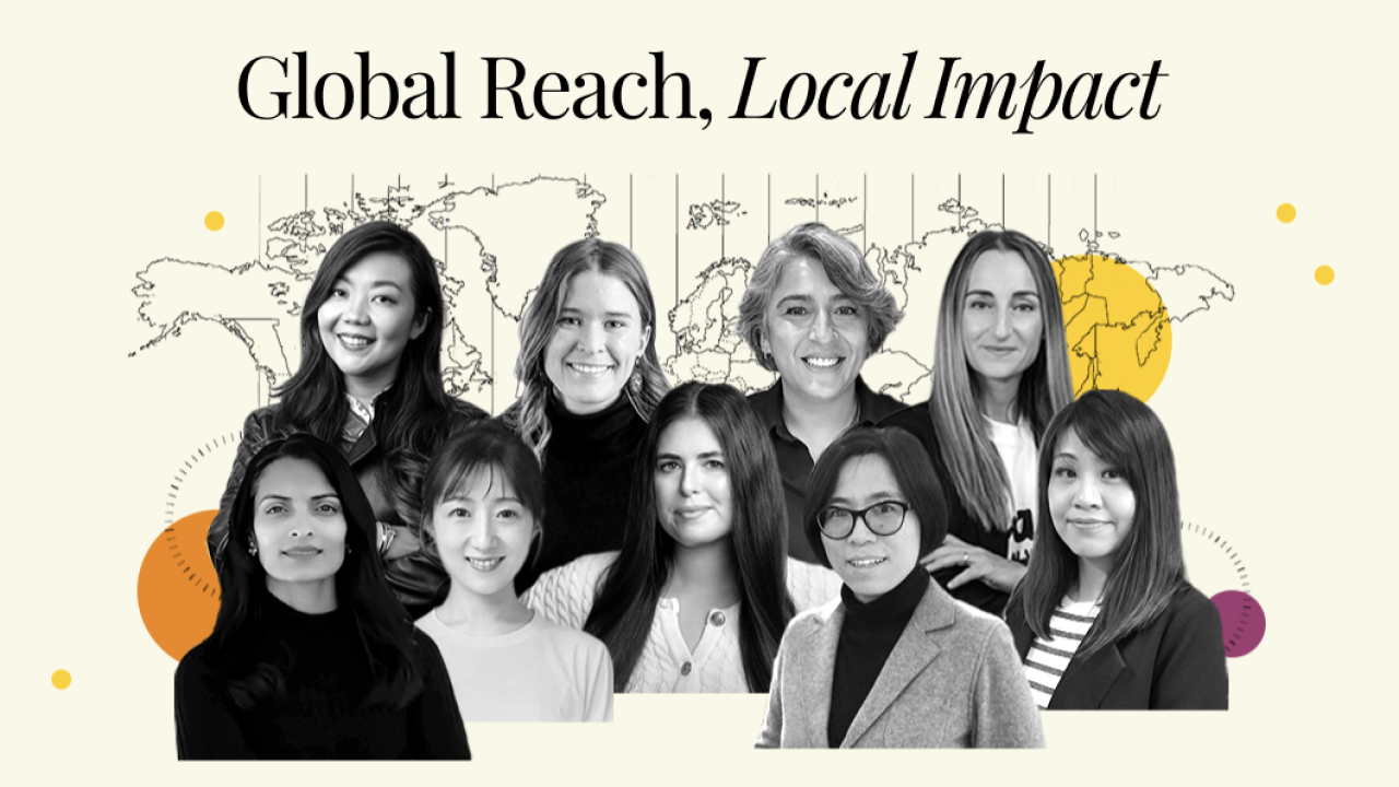"Global Reach, Local Impact" with images of employees