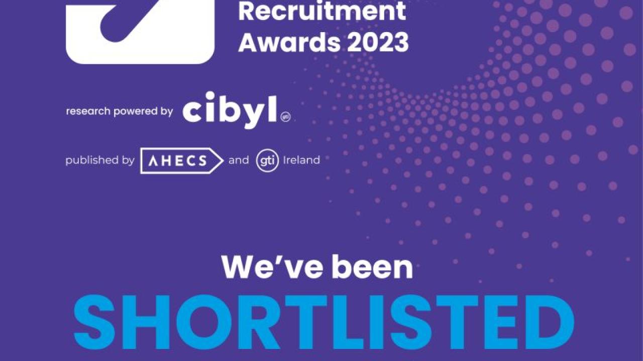 Text "We've been shortlisted, Graduate Employer of the Year, graduate Programme Intake up to 40