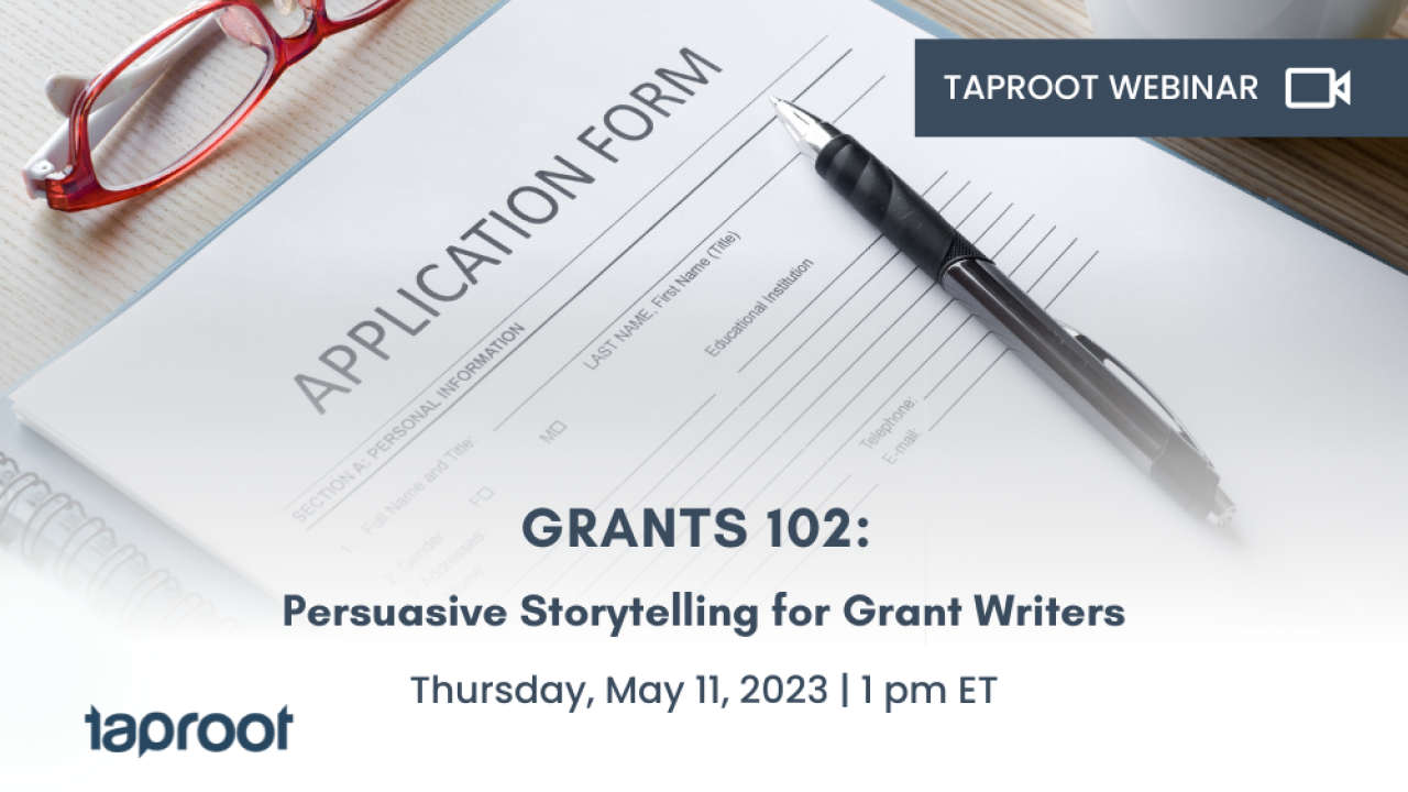 Grant application form with blank spaces with a pen and pair of glasses near form.