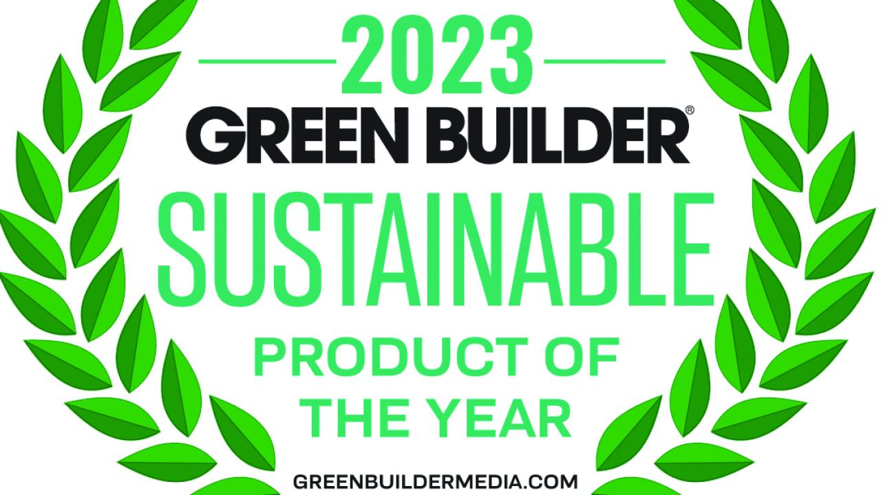Logo "2023 GREEN BUILDER Sustainable product of the year"