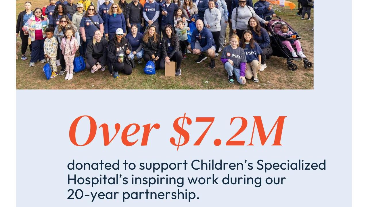 group image with "Over $7.2M donated to support Children's Specialized Hospital's inspiring work during our 20-year partnership."