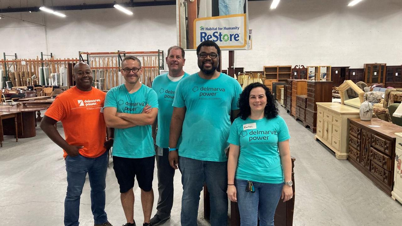 A group of volunteers posed in the store