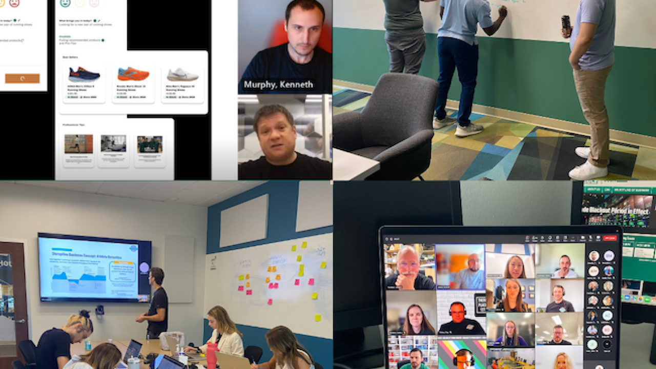 Hackathon Collage showing DSG Teams working to develop prototypes in DICK’S Sporting Goods’ fourth annual Hackathon.