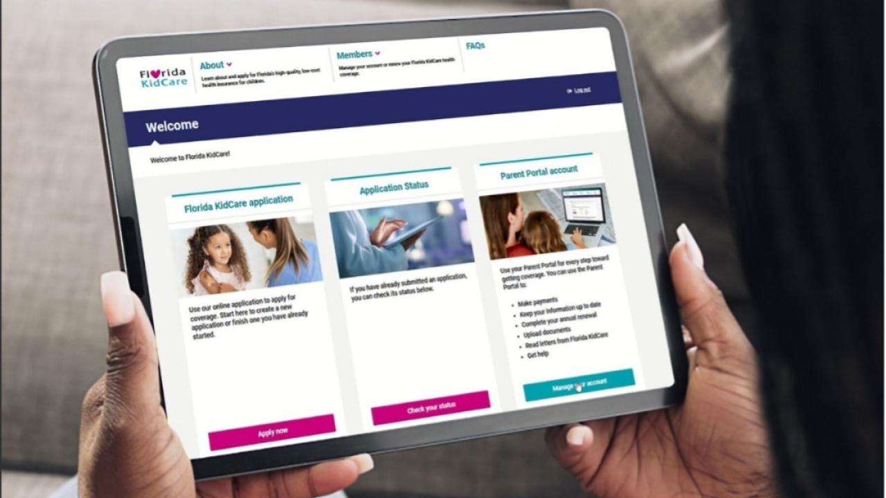 digital portal, shown on tablet