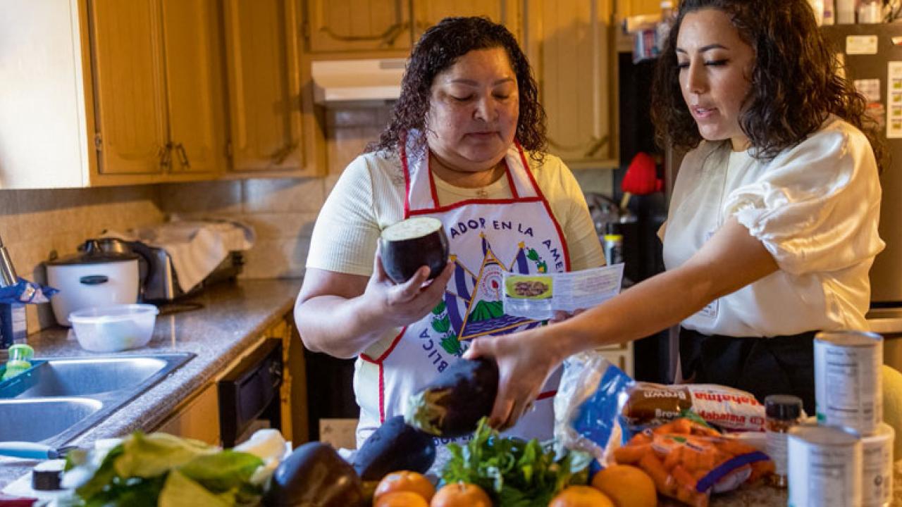 people cooking healthy food
