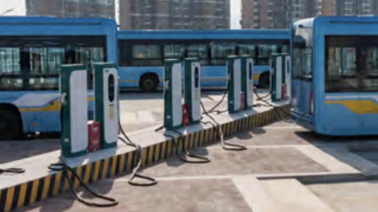 Medium- and Heavy-Duty Vehicles being charged