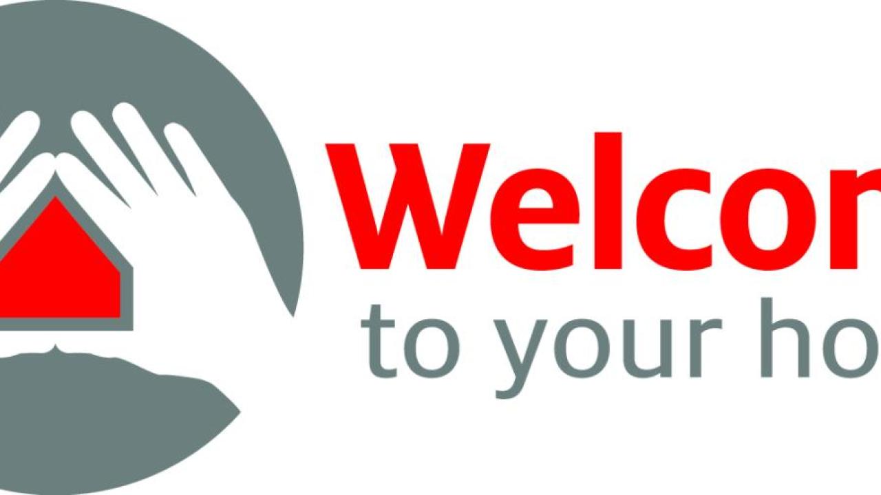 Welcome to your home with hands logo