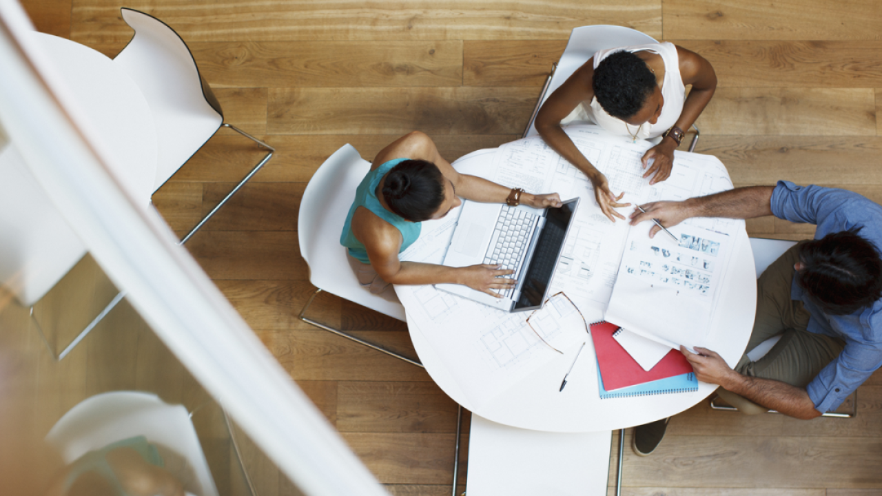 group working from above