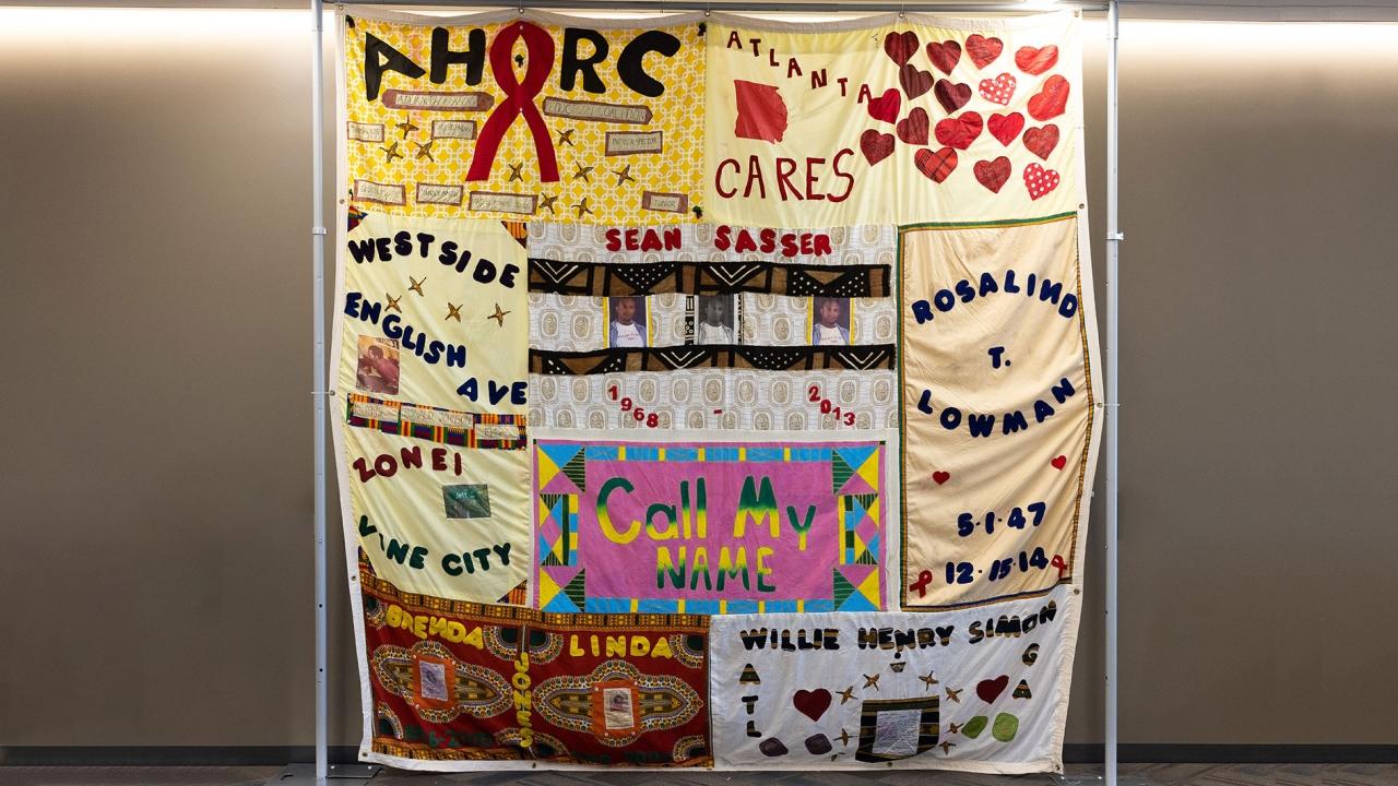 large quilt hanging up