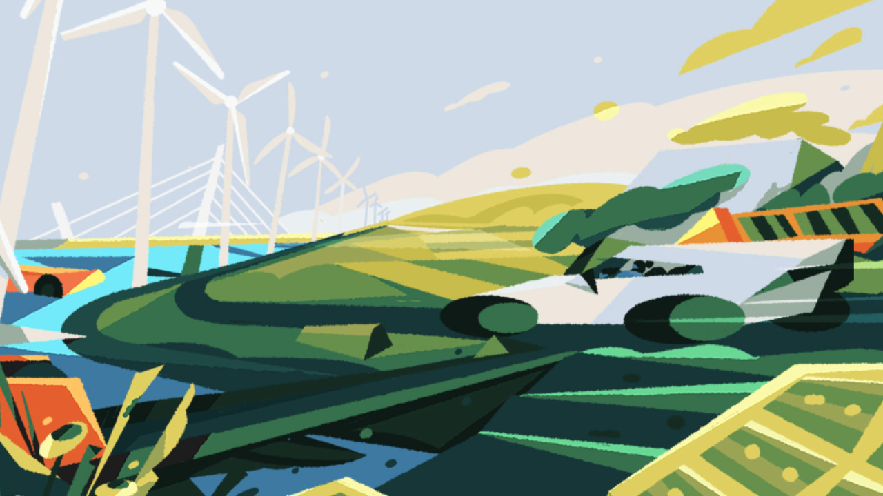 artistic representation of wind turbines in the country
