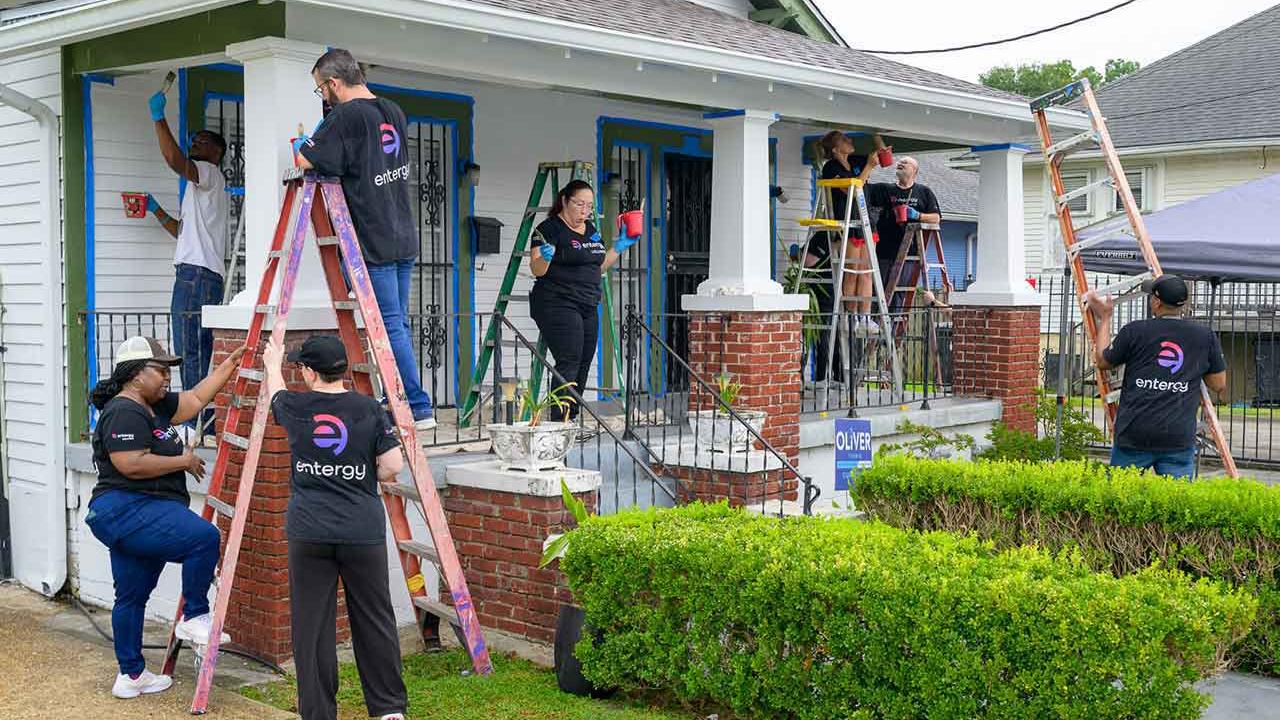 people working on a house