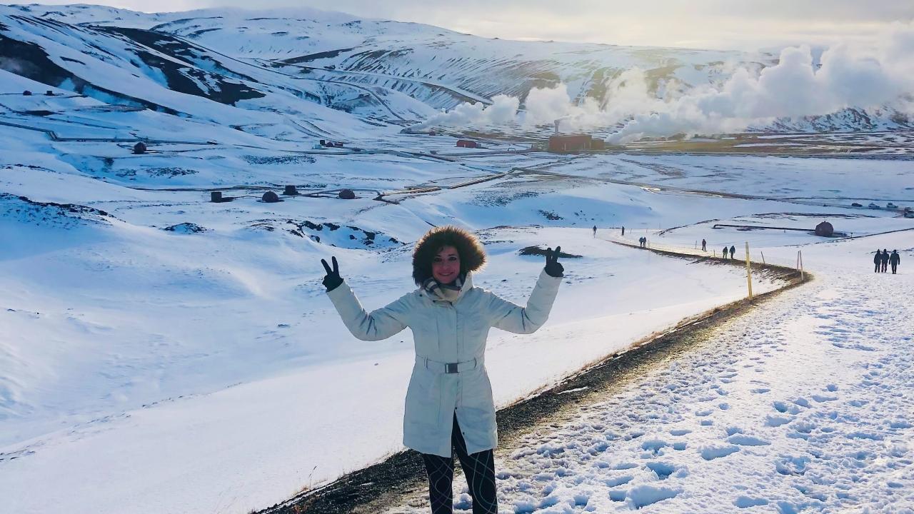 Image of Ghazal Izadi standing in a snowy landscape