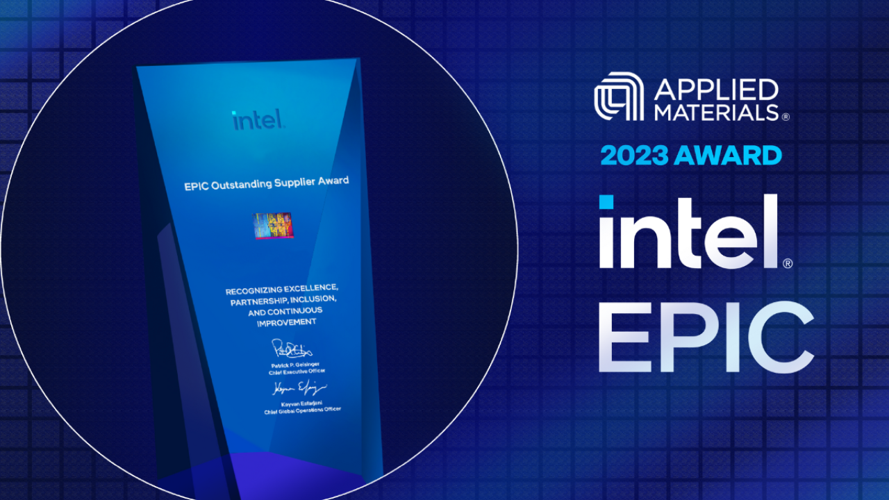Applied Materials 2023 Award intel EPIC and picture of the trophy.