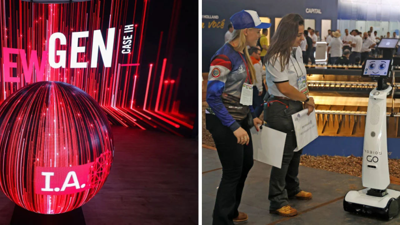 Collage of New Gen I.A. and people around a robot