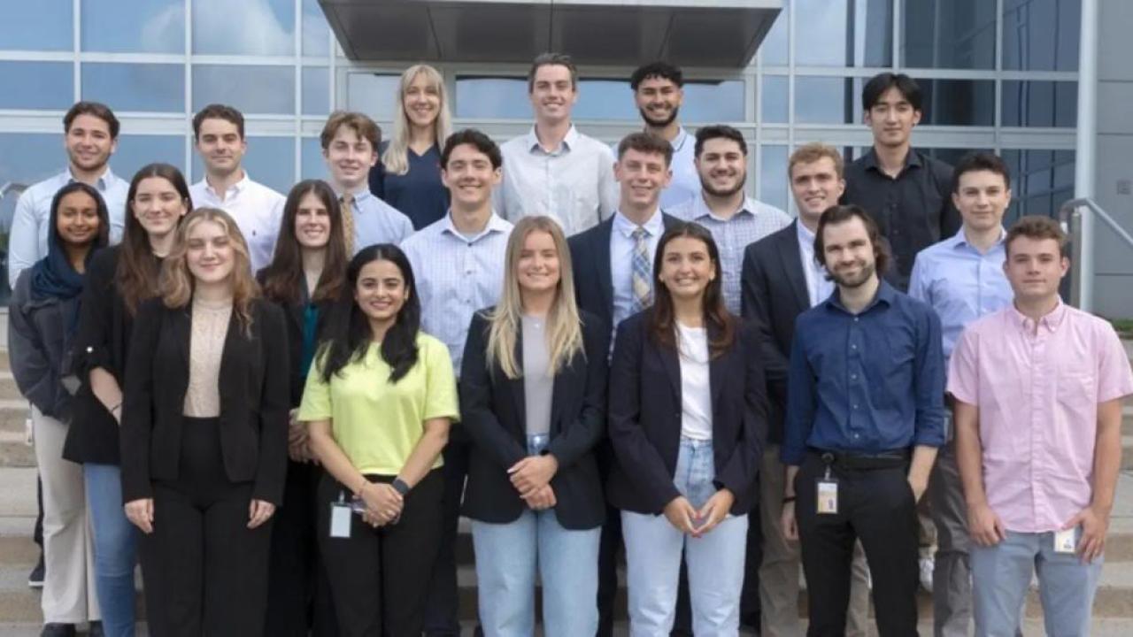 A group of interns posed outside a Henkel facility