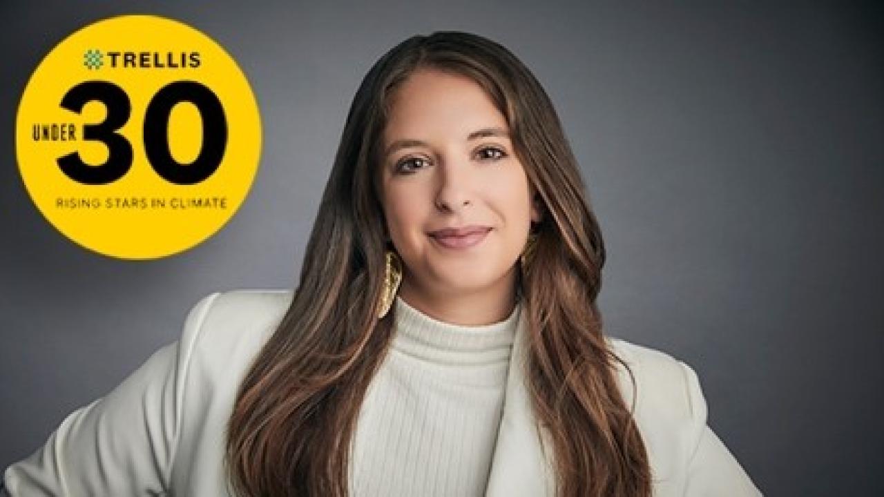Jessie Wasser headshot next to Trellis 30 under 30 logo