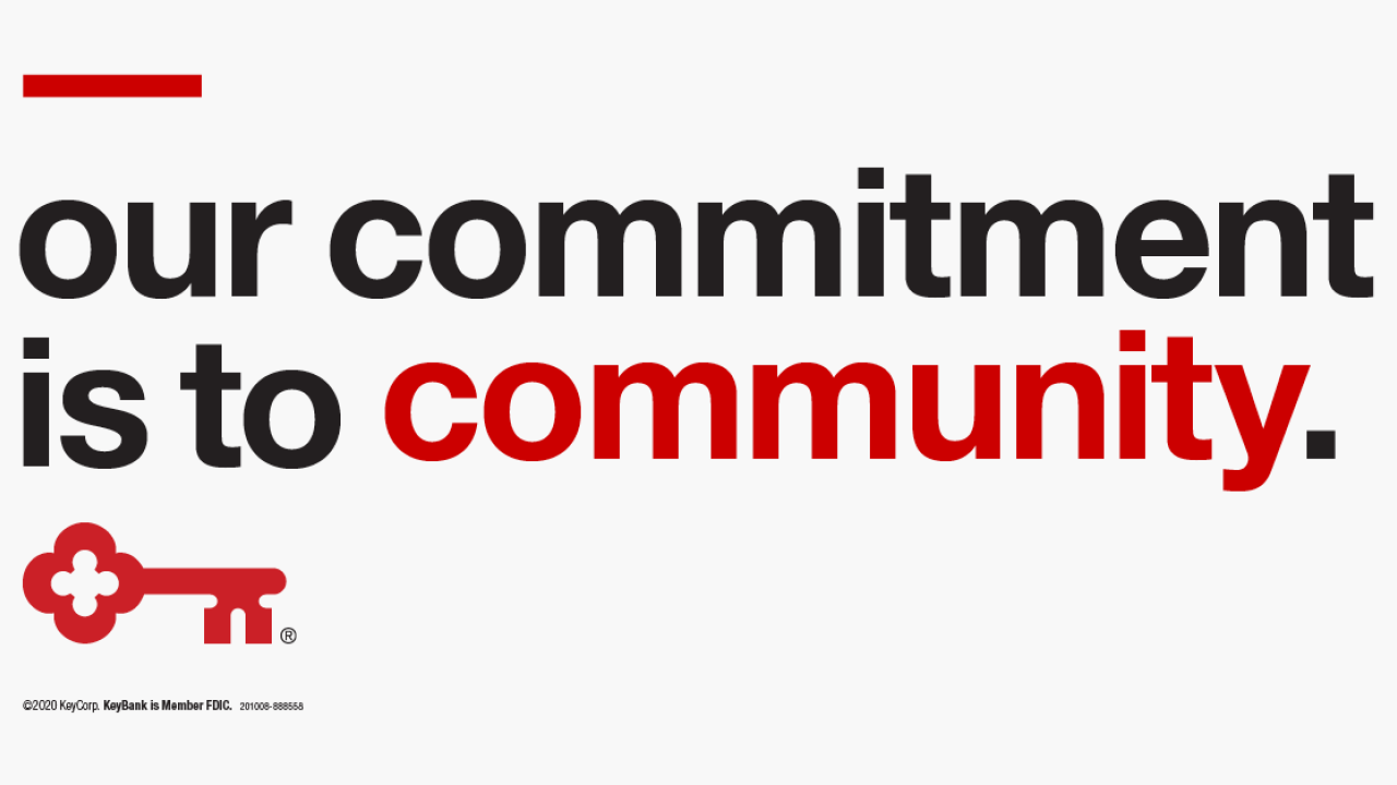 KeyBank: Red key symbol; our commitment is to community.