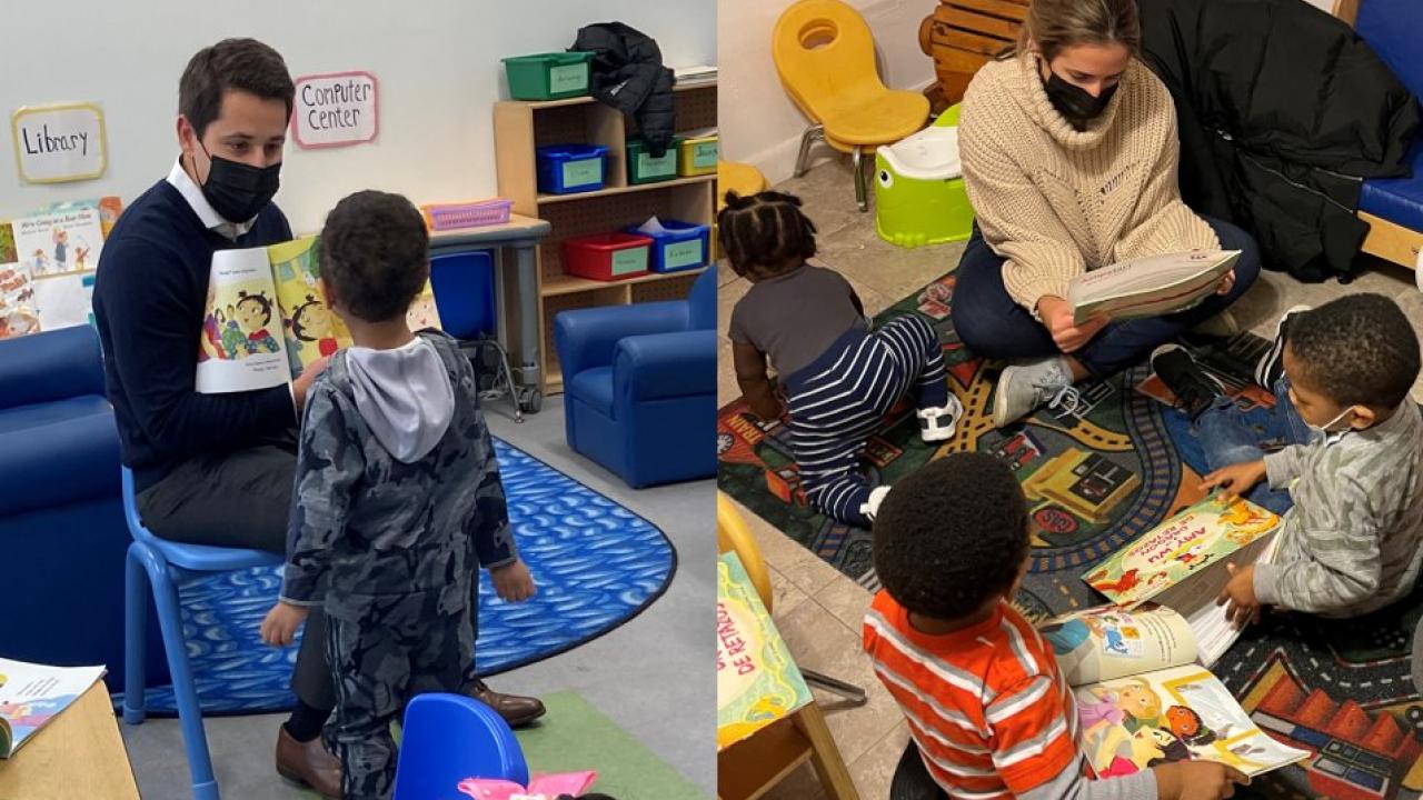KeyBank volunteers read to children.