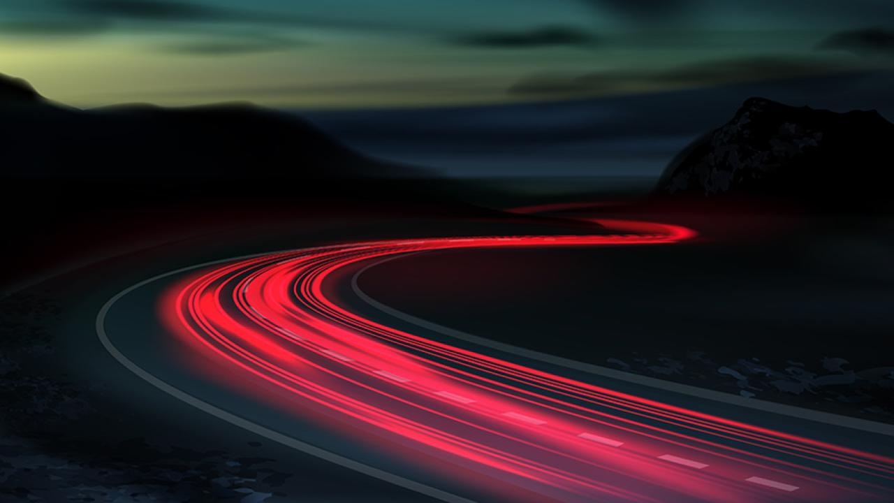 Long exposure of brake lights on a road