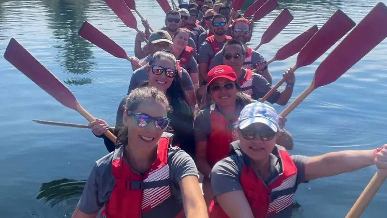 People on a dragon boat