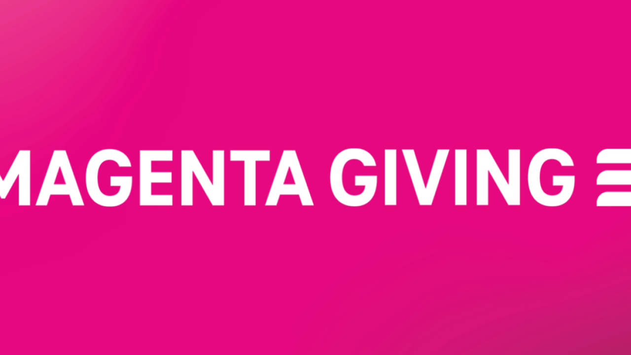 On a pink background "Magenta Giving"