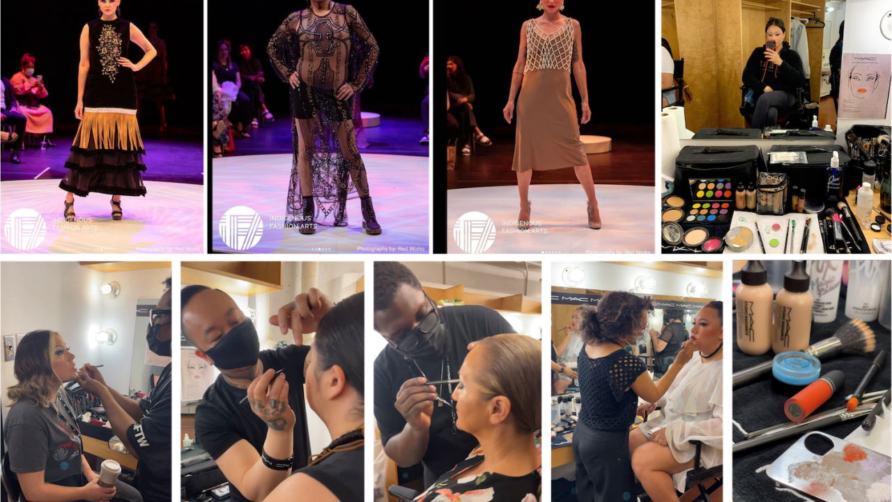 candids from the Indigenous Fashion Arts Festival stage and make-up room