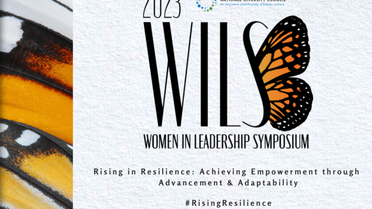 Banner for "Women in Leadership Symposium"