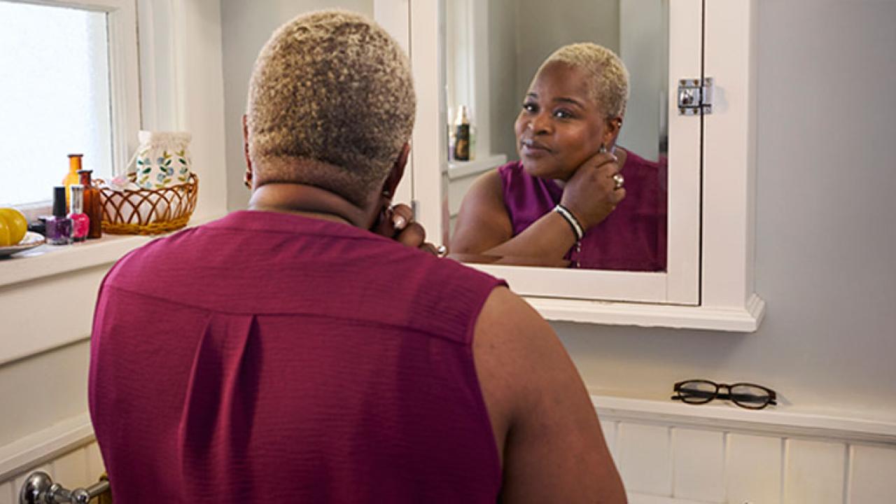 Getting ready in the mirror